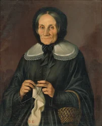 Portrait of Mrs. Kubíniová Knitting
